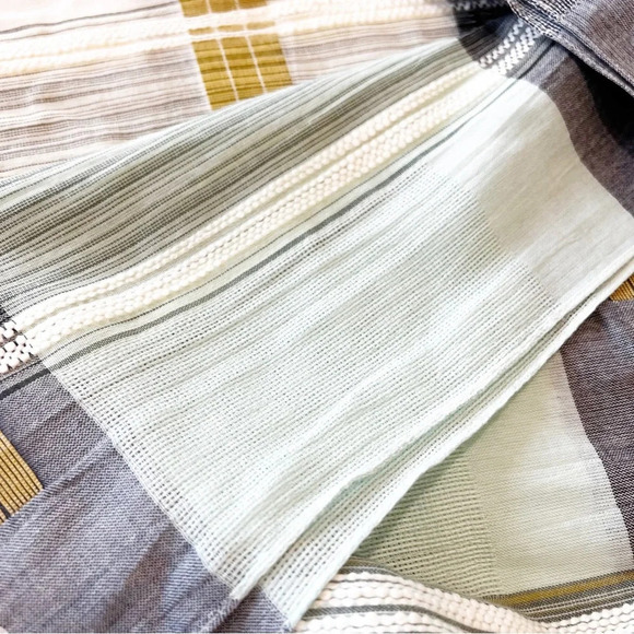 J‎ Jill Lightweight Cotton Rectangle Scarf Mint Gray Gold Wrap Coastal Grandma - Picture 5 of 7